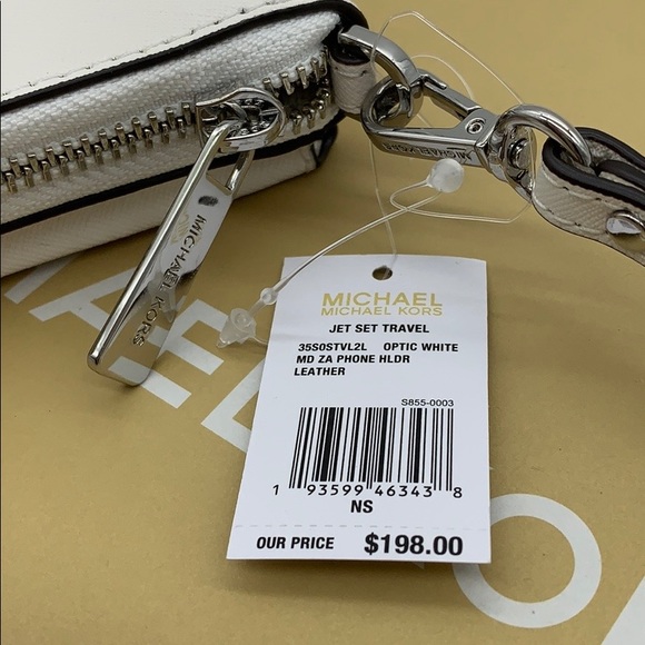 MICHAEL KORS MD ZA PHONE HOLDER WALLET Optic White - Picture 16 of 16